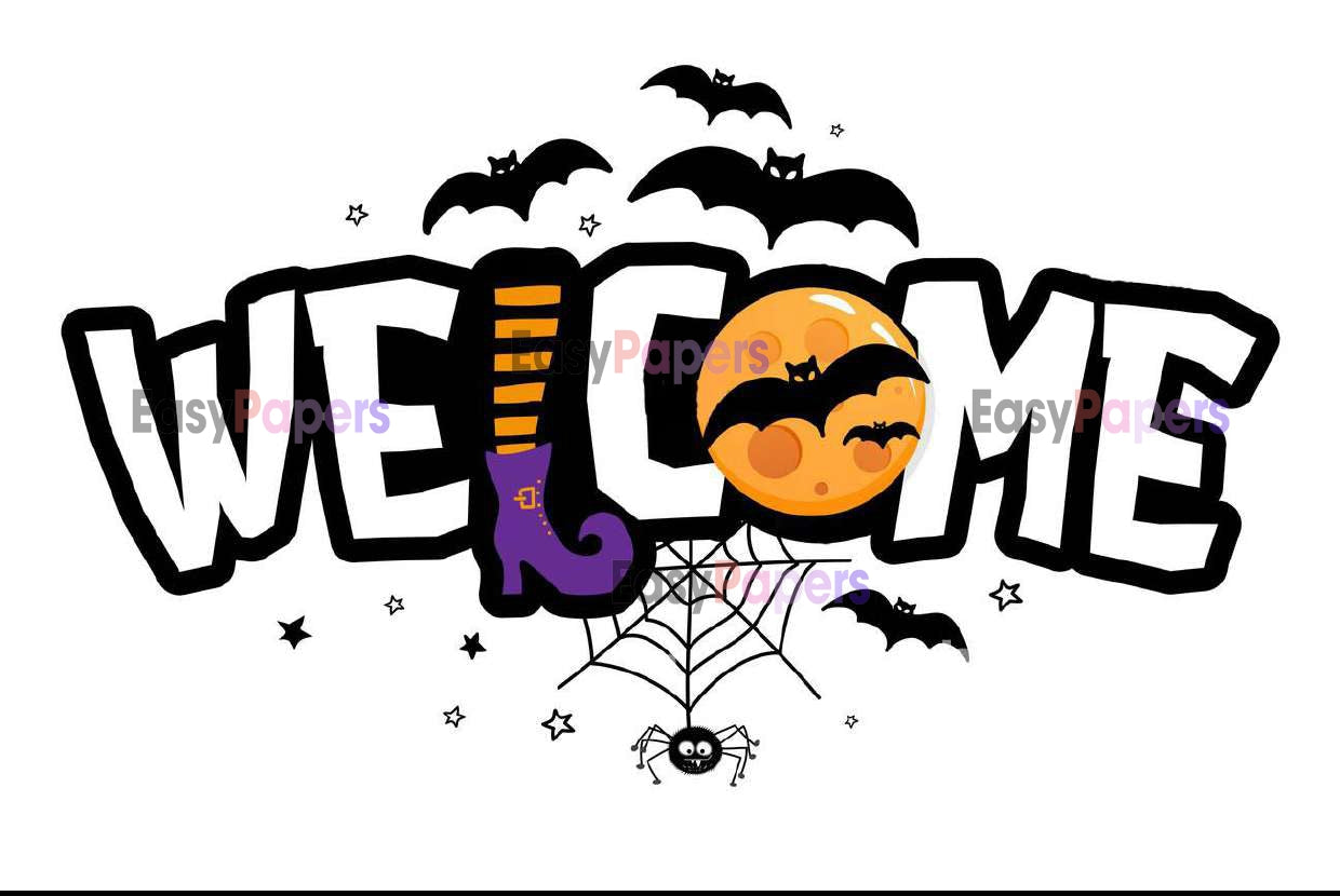 Welcome Halloween Door Hanger, Wreath Sign, Welcome sign,  Cutting Board, PDF File TWO IMAGES